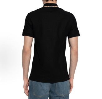 Burberry Black Polo Shirt with Check Collar view 4