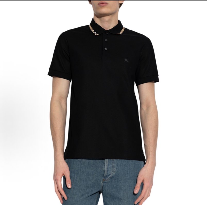 Burberry Black Polo Shirt with Check Collar view