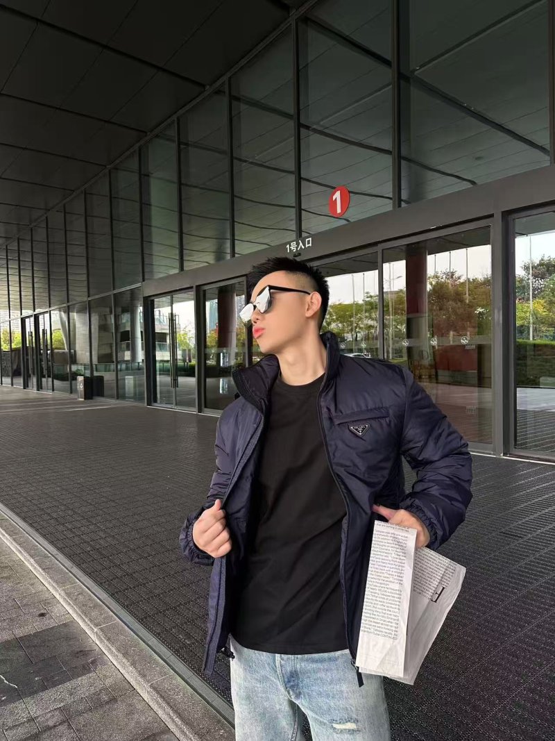 Prada Navy Quilted Down Jacket view