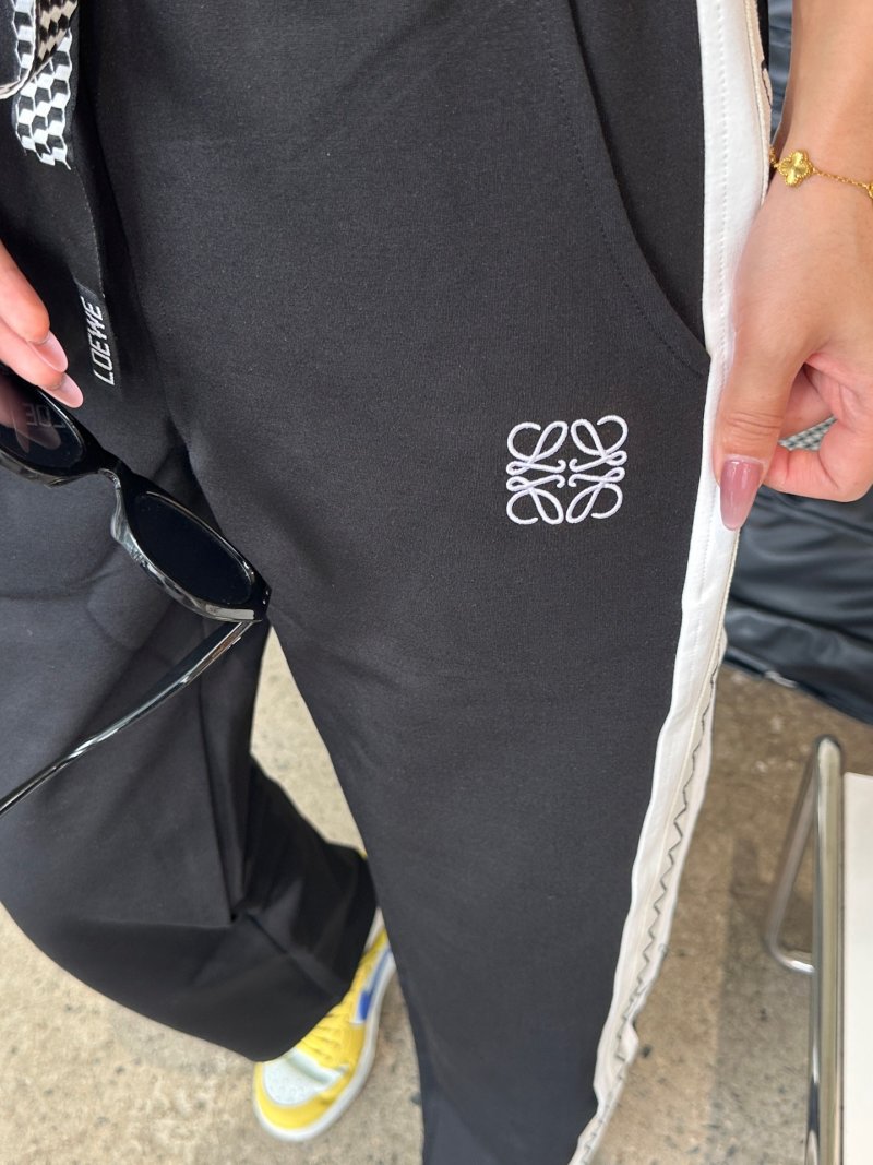 Black Track Pants with White Side Stripe
