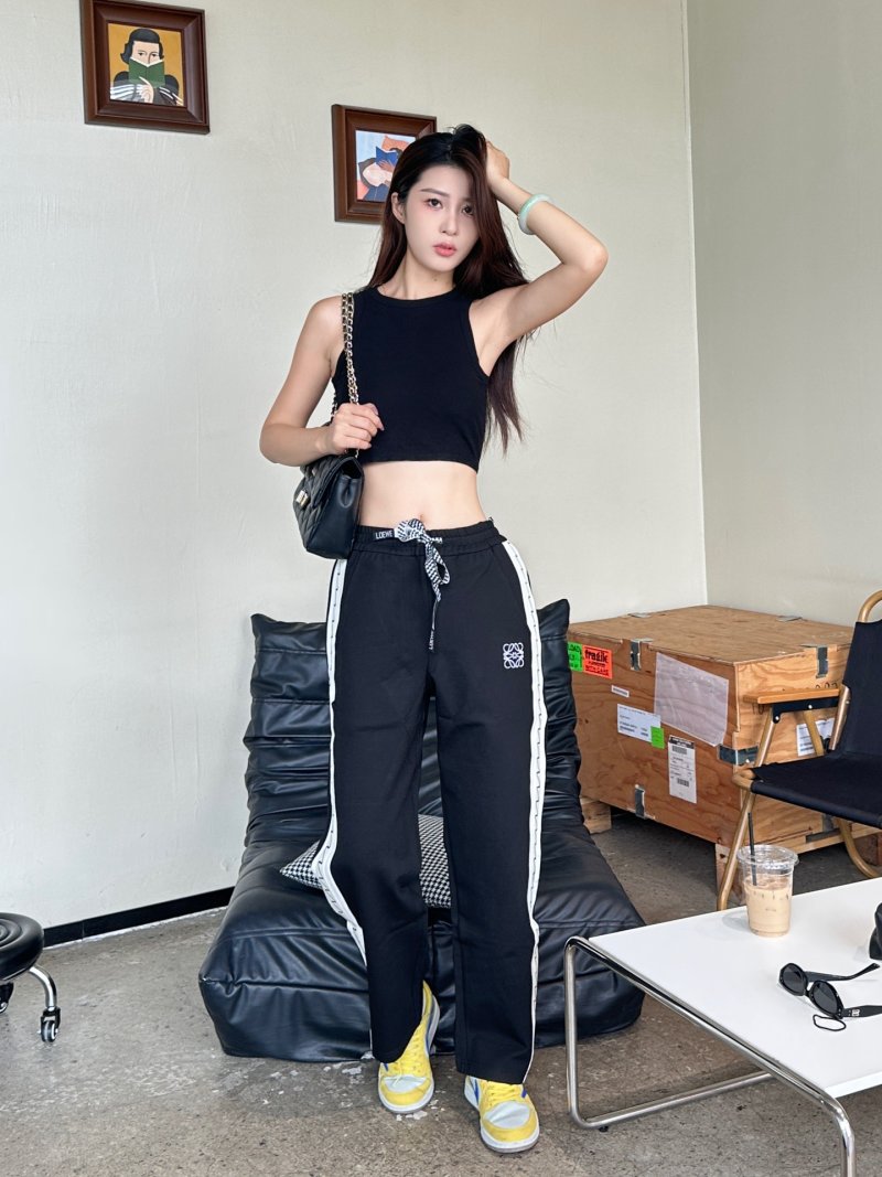 Black Track Pants with White Side Stripe view