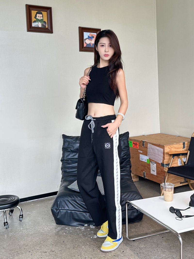 Black Track Pants with White Side Stripe view
