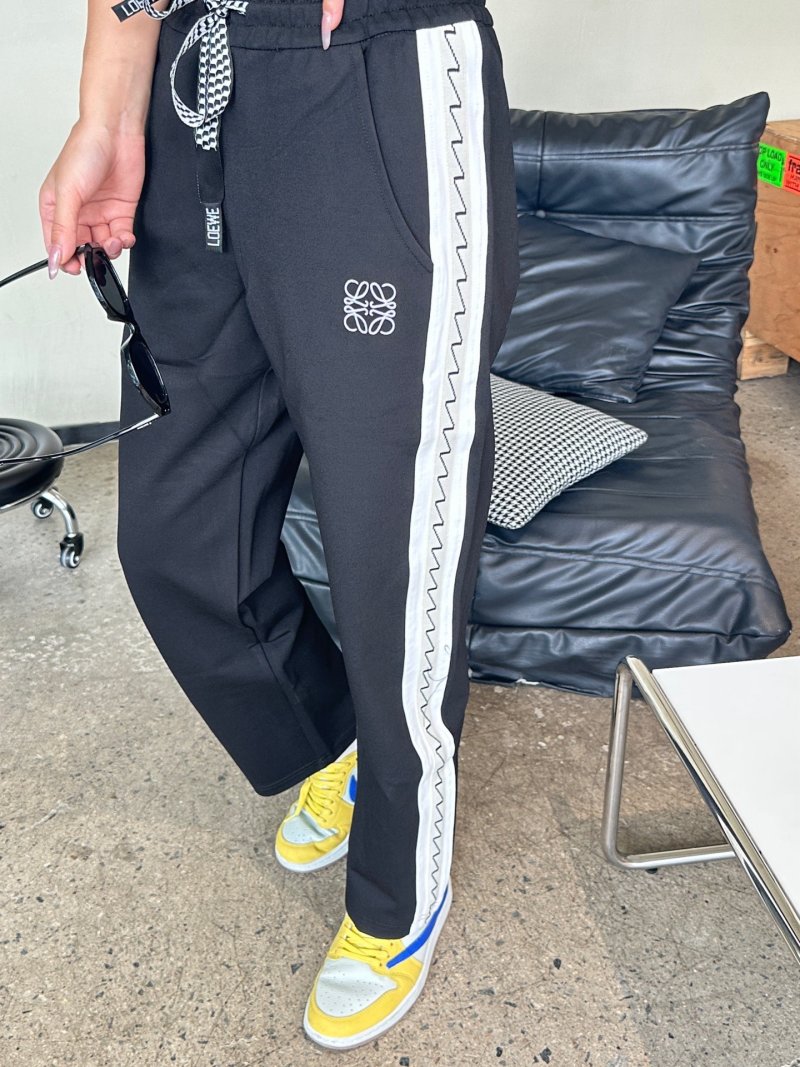 Black Track Pants with White Side Stripe view