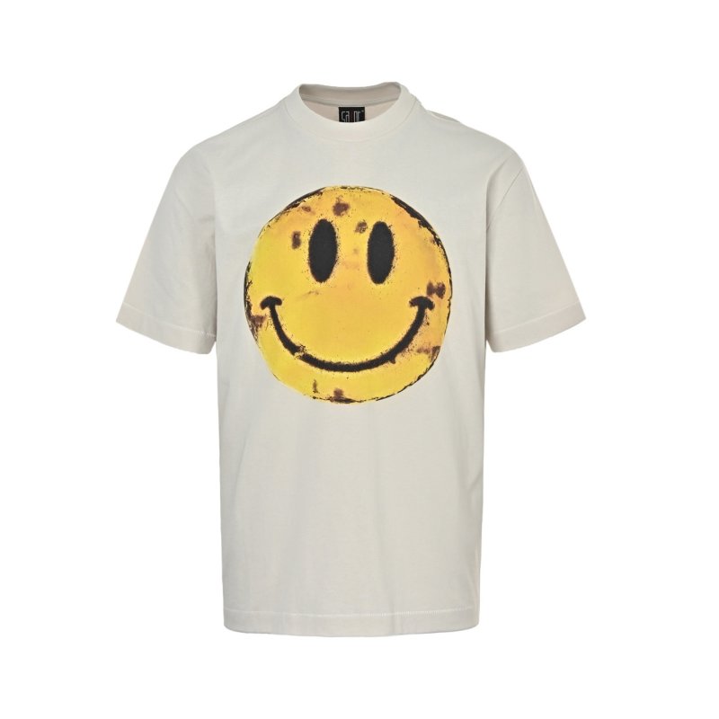 Vintage Smiley Face Graphic T-Shirt Cream