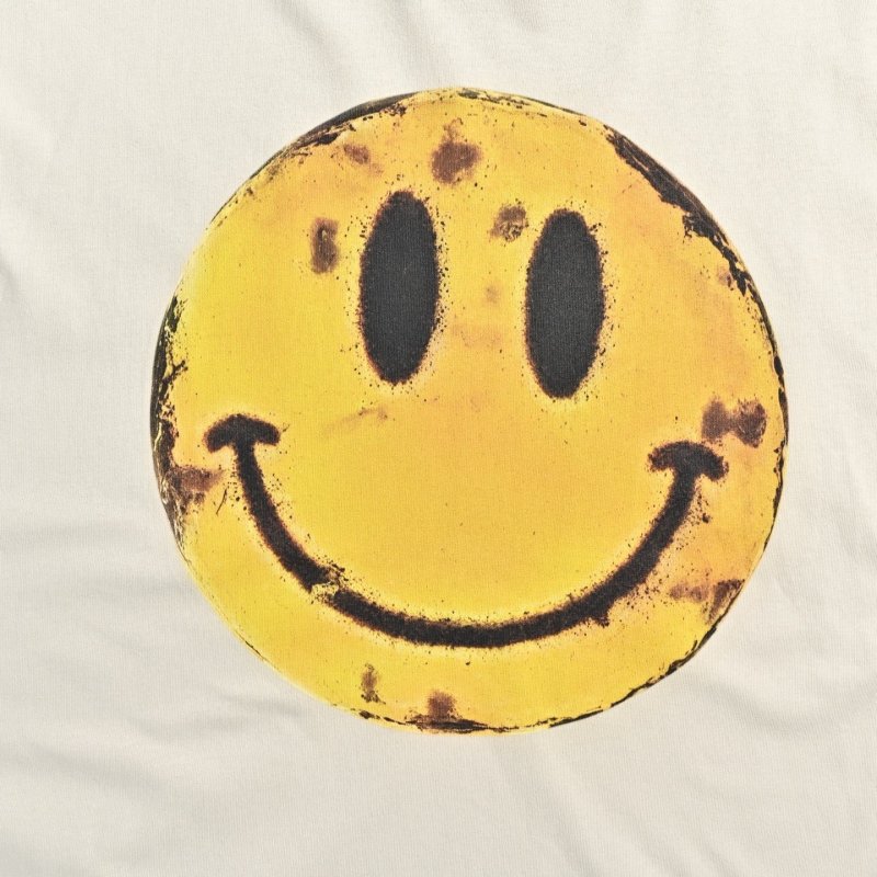 Vintage Smiley Face Graphic T-Shirt Cream view
