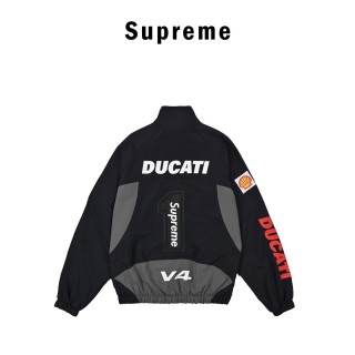 Supreme x Ducati Track Jacket Black Grey view 2