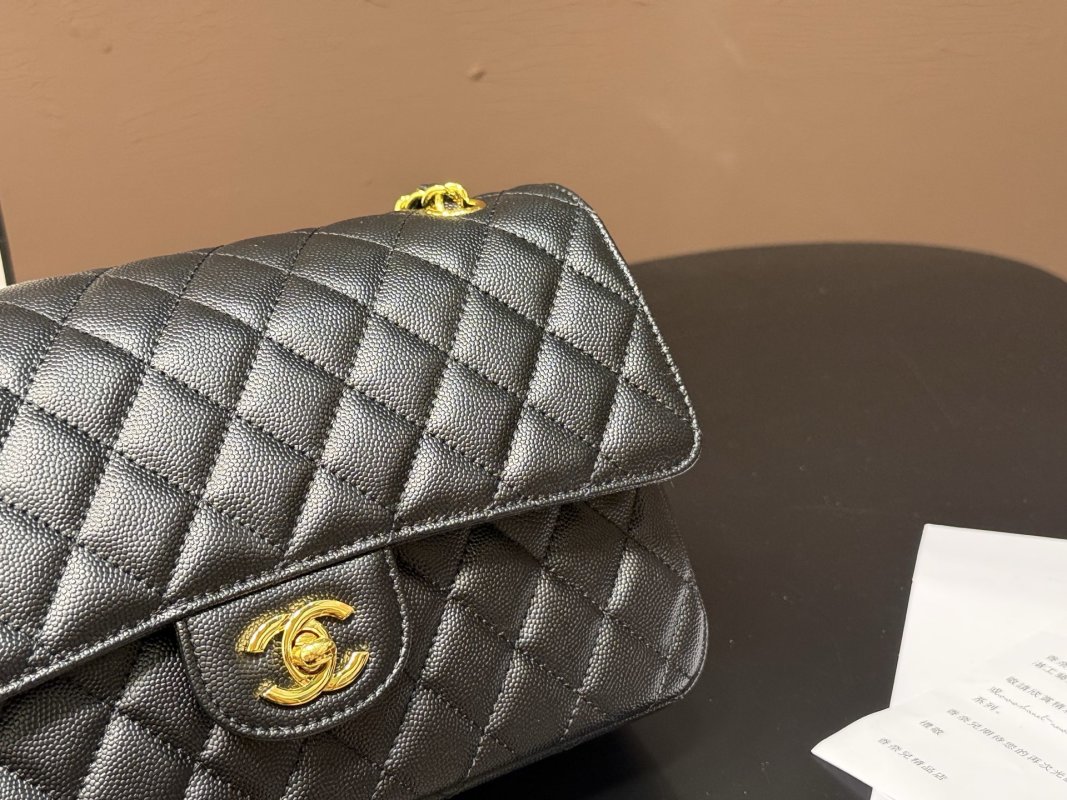 Chanel Classic Flap Quilted Shoulder Bag Black Gold view