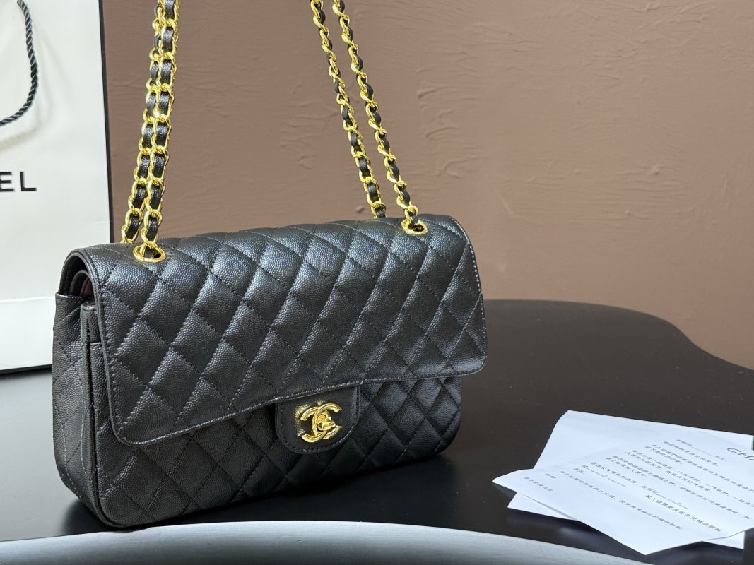 Chanel Classic Flap Quilted Shoulder Bag Black Gold view