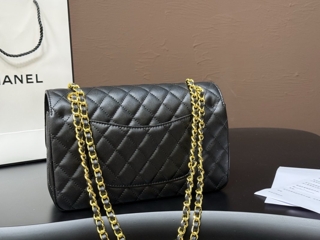 Chanel Classic Flap Quilted Shoulder Bag Black Gold view