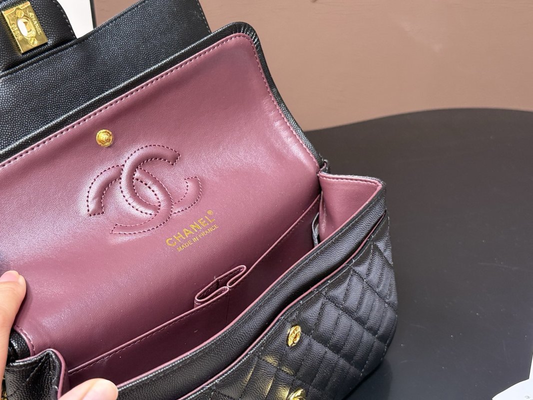 Chanel Classic Flap Quilted Shoulder Bag Black Gold view
