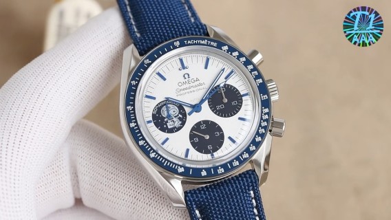 Omega Speedmaster Professional Chronograph White Dial Blue Bezel