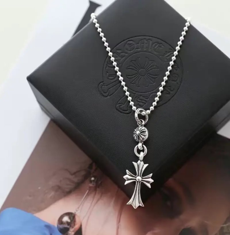 Chrome Hearts Cross Pendant Silver Chain Necklace