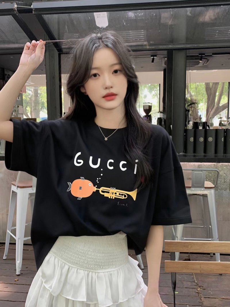 Gucci Musical Trumpet Orange Pumpkin Black T-Shirt view