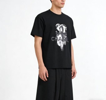 Chanel Distressed CC Logo Black T-Shirt