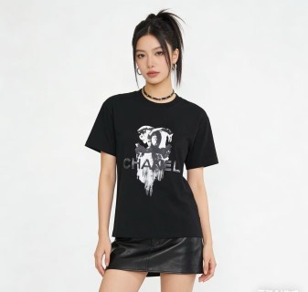 Chanel Distressed CC Logo Black T-Shirt view 2