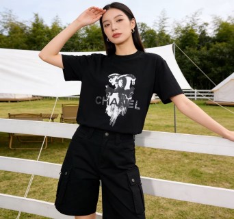 Chanel Distressed CC Logo Black T-Shirt view 3
