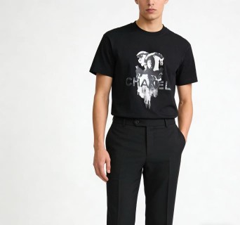 Chanel Distressed CC Logo Black T-Shirt view 4