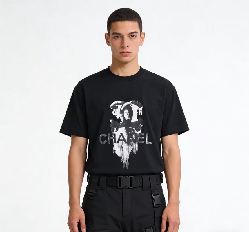 Chanel Distressed CC Logo Black T-Shirt view
