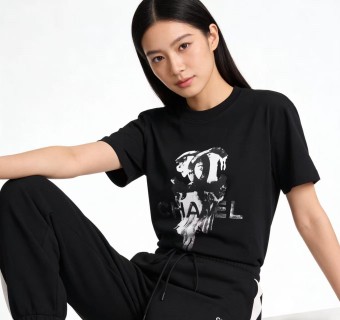 Chanel Distressed CC Logo Black T-Shirt view 6