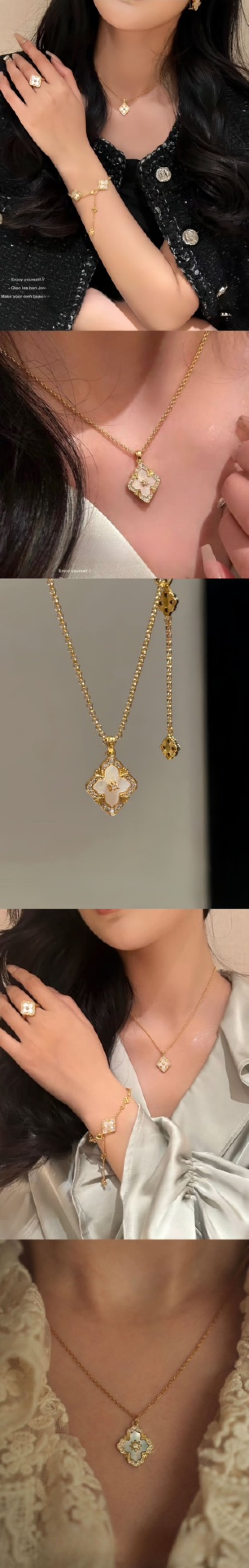 Van Cleef & Arpels White Mother of Pearl Clover Pendant Necklace