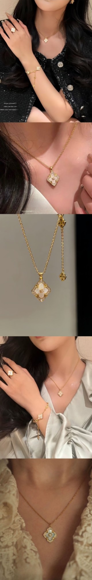 Van Cleef & Arpels White Mother of Pearl Clover Pendant Necklace