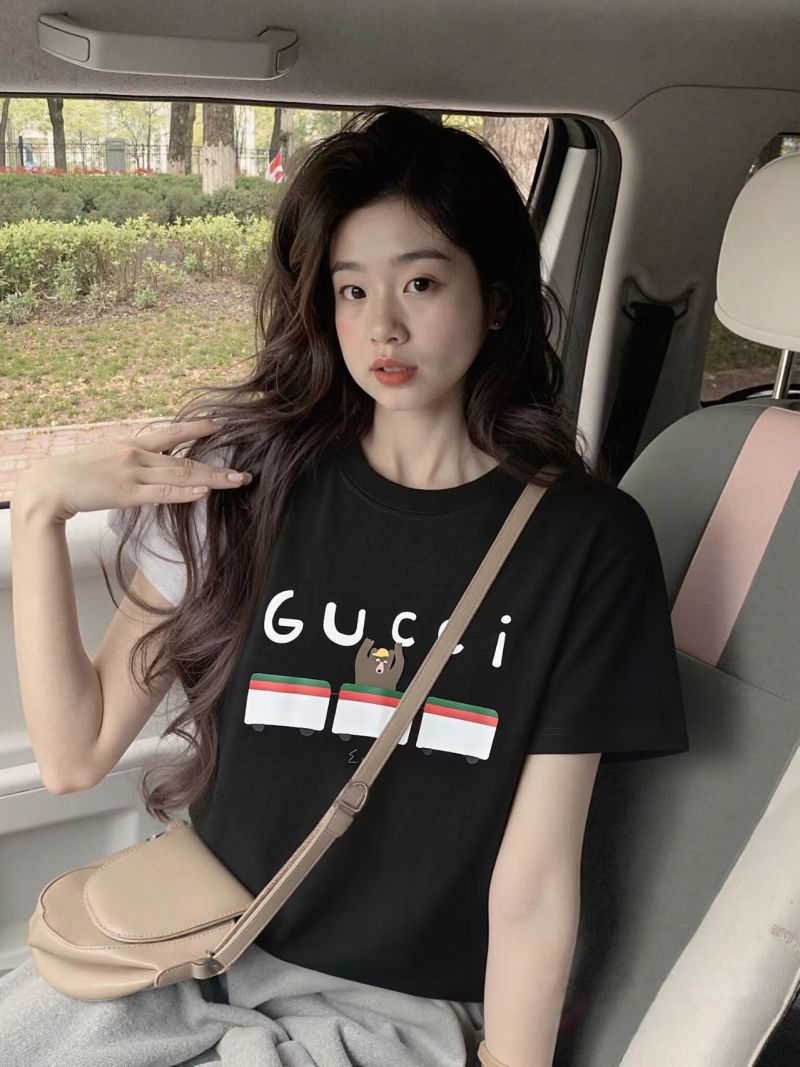 Gucci Black Logo Stripe Short Sleeve T-Shirt