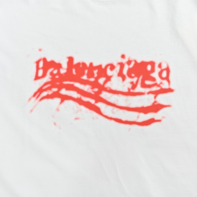 Balenciaga Distressed Logo White T-Shirt view