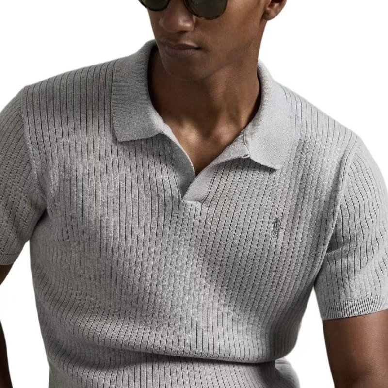 Ralph Lauren Grey Ribbed Polo Shirt view