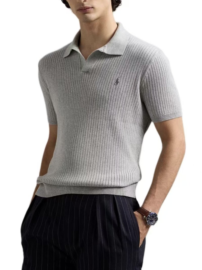 Ralph Lauren Grey Ribbed Polo Shirt view