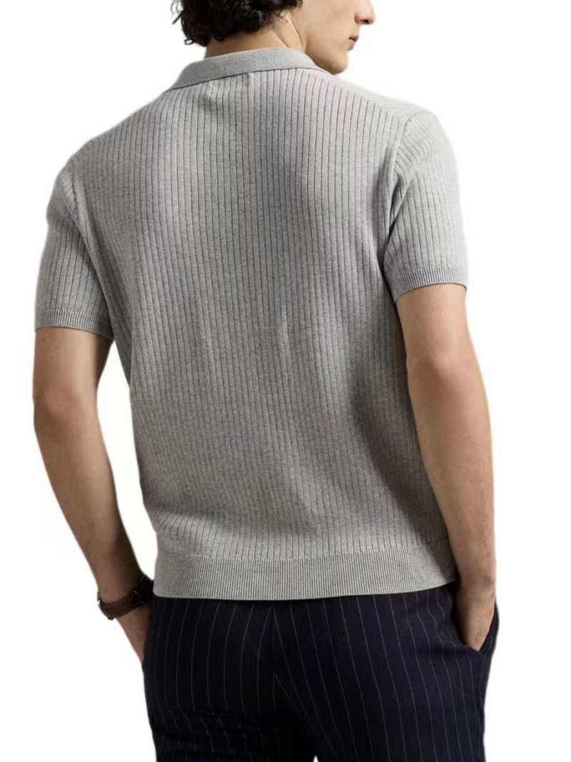 Ralph Lauren Grey Ribbed Polo Shirt view