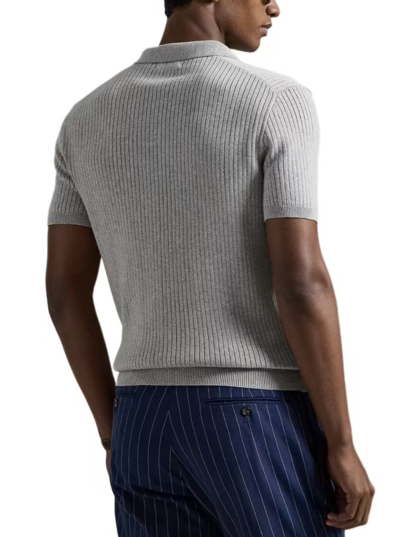 Ralph Lauren Grey Ribbed Polo Shirt view