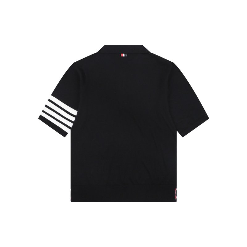 Lacoste Women's Black Polo Shirt with Striped Sleeves view