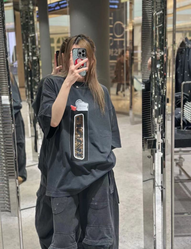 Alexander Wang Lighter Print Oversized Black T-Shirt view