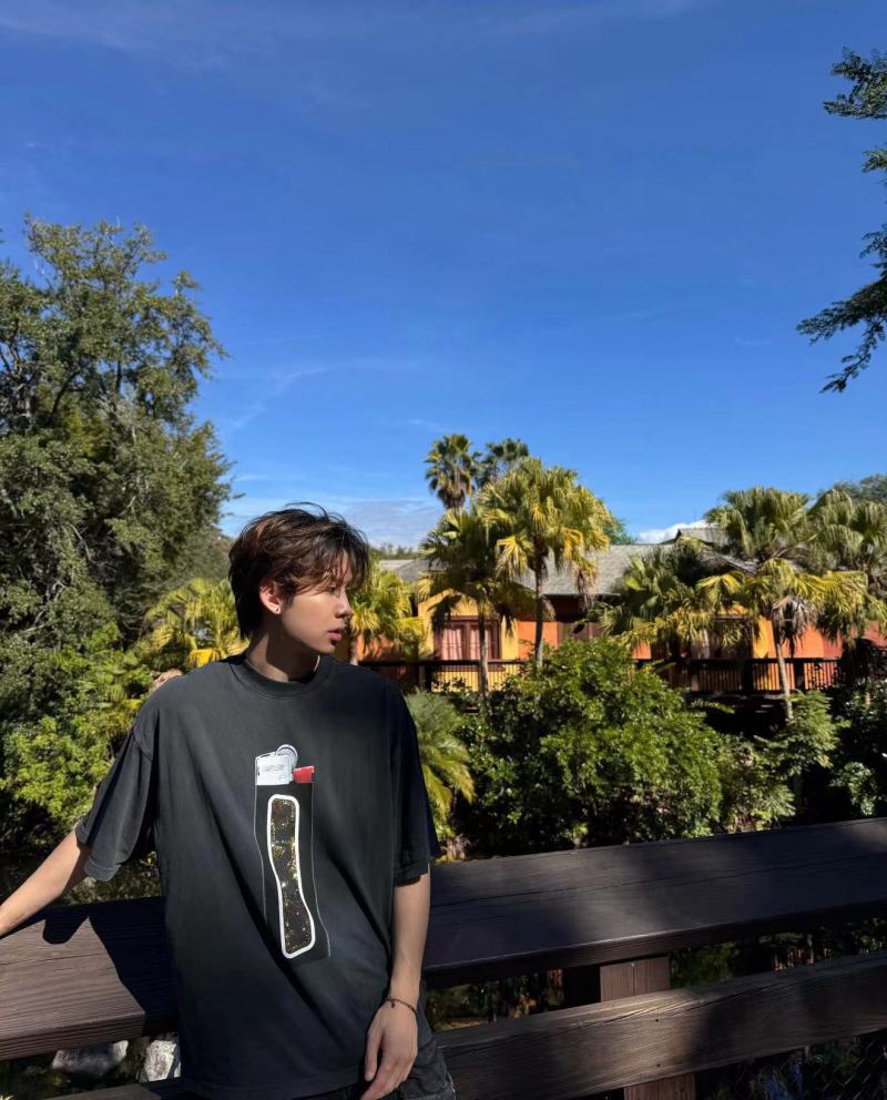 Alexander Wang Lighter Print Oversized Black T-Shirt view