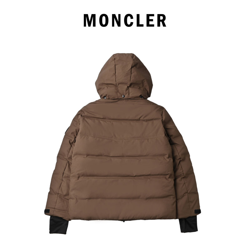 Brown Puffer Down Jacket with Contrast Collar view