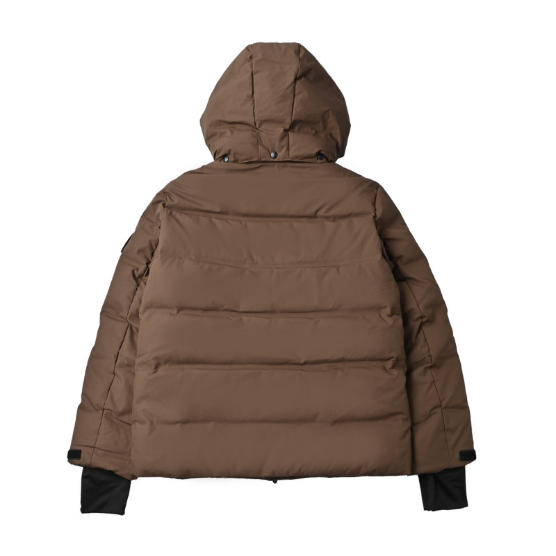 Brown Puffer Down Jacket with Contrast Collar view