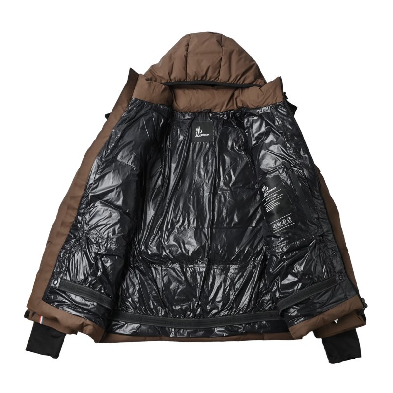 Brown Puffer Down Jacket with Contrast Collar view