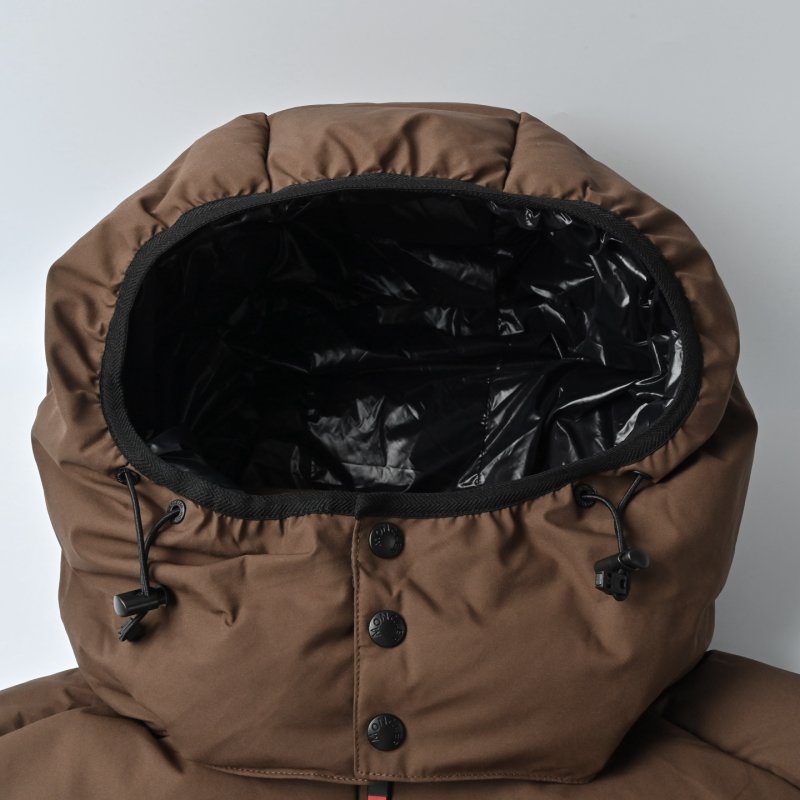 Brown Puffer Down Jacket with Contrast Collar view