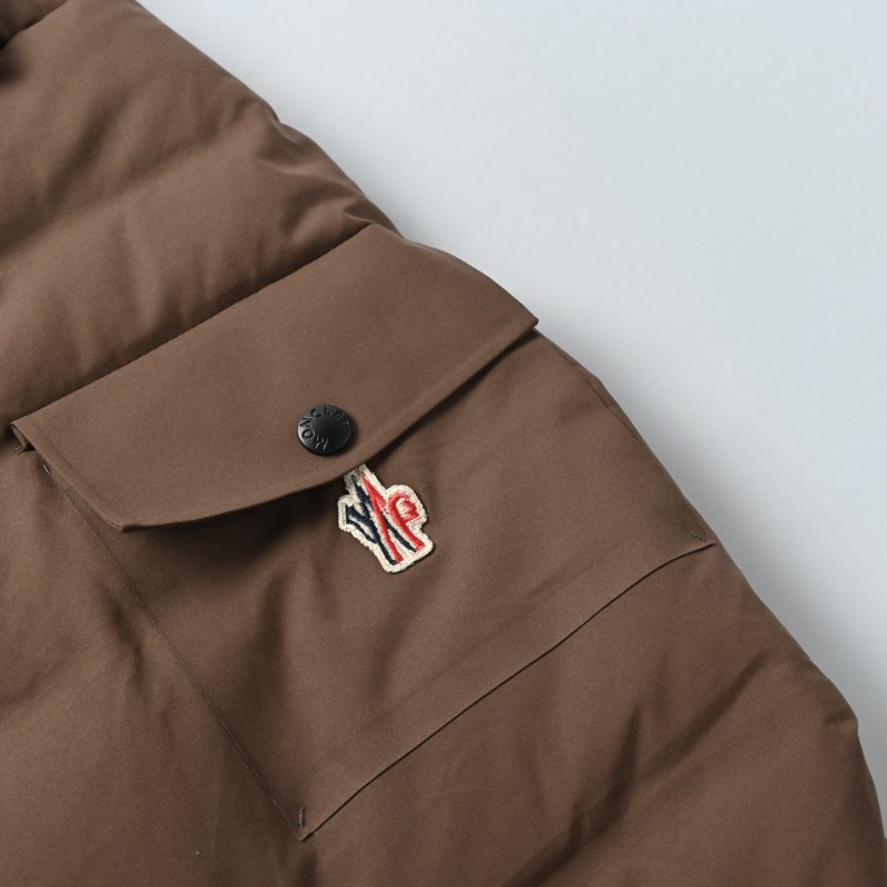 Brown Puffer Down Jacket with Contrast Collar view