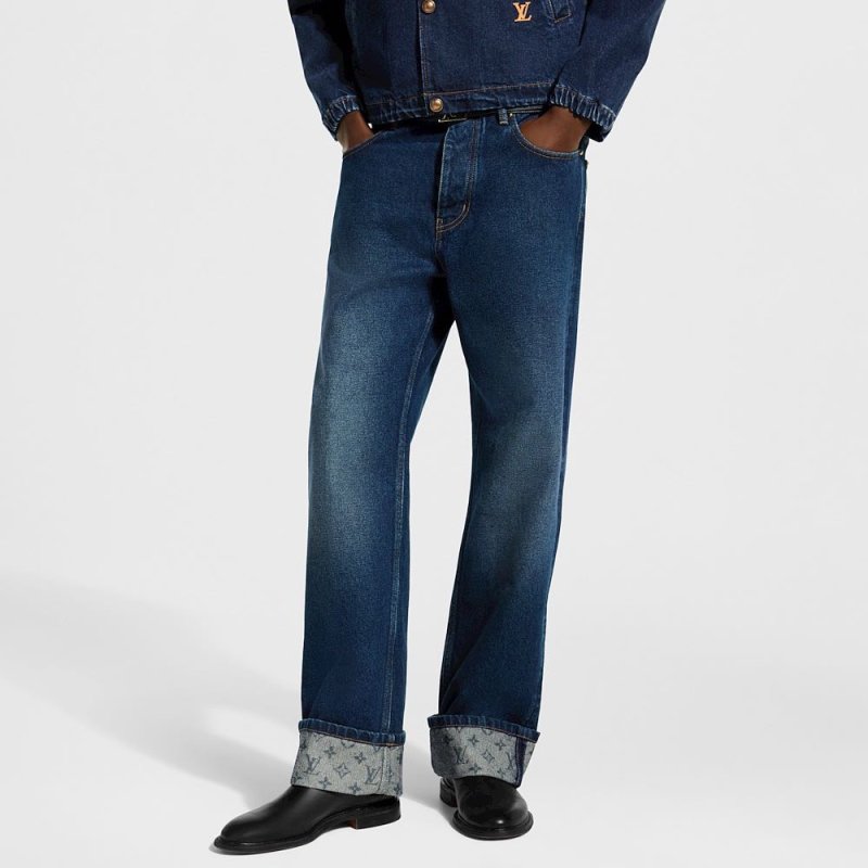 Louis Vuitton Monogram Cuff Dark Indigo Jeans