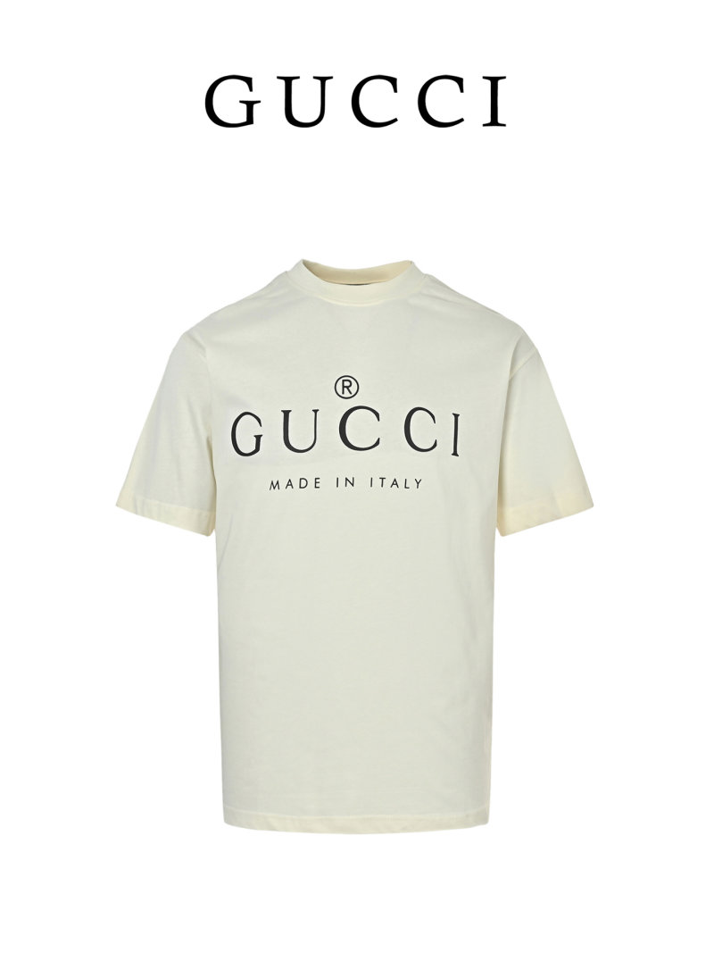 Gucci Logo Print Cream Short-Sleeve T-Shirt