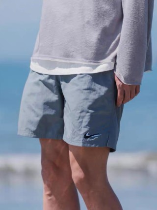 Nike Swoosh Light Blue Nylon Shorts view 3