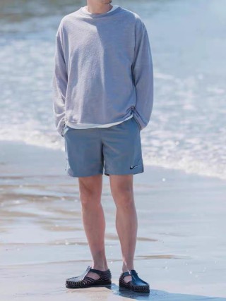 Nike Swoosh Light Blue Nylon Shorts view 6