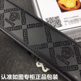 Versace Medusa Head Black Leather Belt Silver Buckle view 8