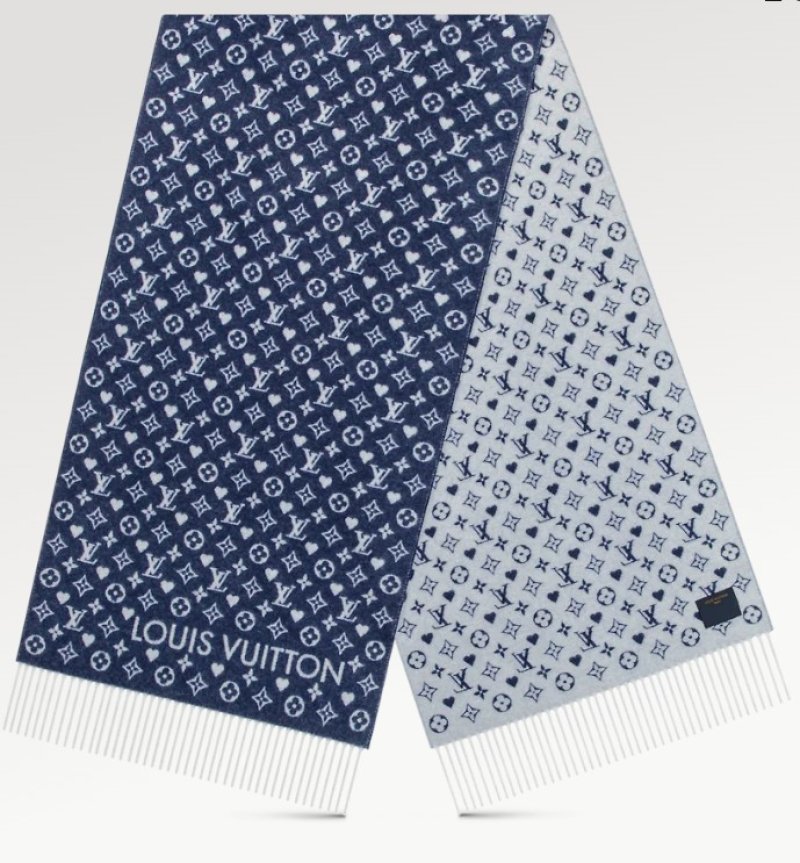 Louis Vuitton Monogram Heart Fringe Scarf Navy view