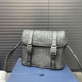 Dior Hit The Road Embossed Leather Messenger Bag Black view 2