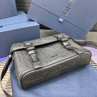 Dior Hit The Road Embossed Leather Messenger Bag Black view 4