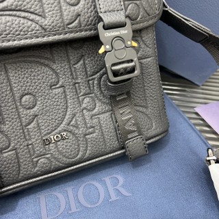 Dior Hit The Road Embossed Leather Messenger Bag Black view 5