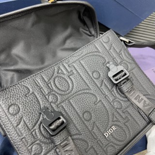 Dior Hit The Road Embossed Leather Messenger Bag Black view 6