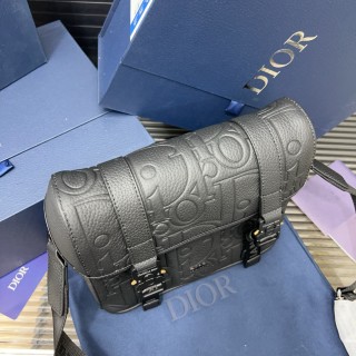 Dior Hit The Road Embossed Leather Messenger Bag Black view 8